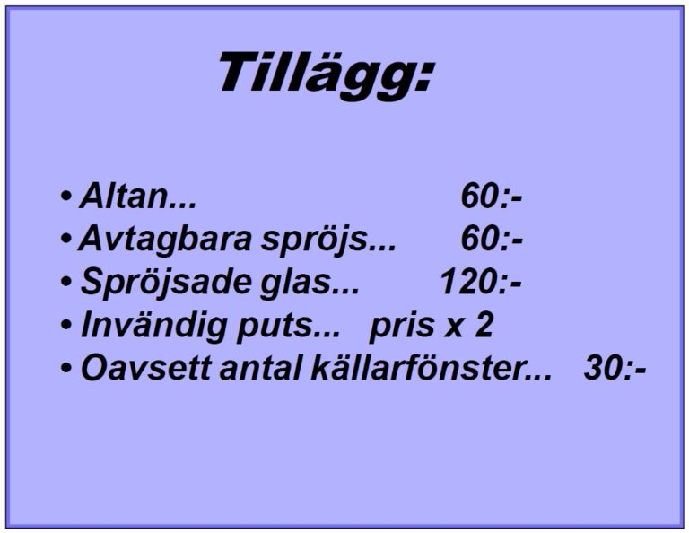 Tillägg XLNTs prislista